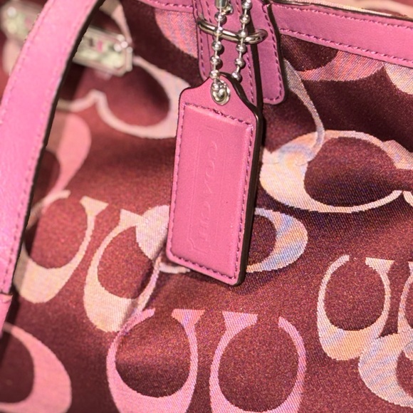 Vintage Coach Pink and Maroon Signature Tote Excellent Condition - Picture 6 of 14